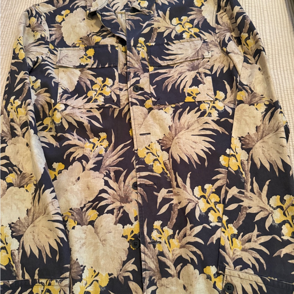 All Saints Yellow And Cream Floral Shirt